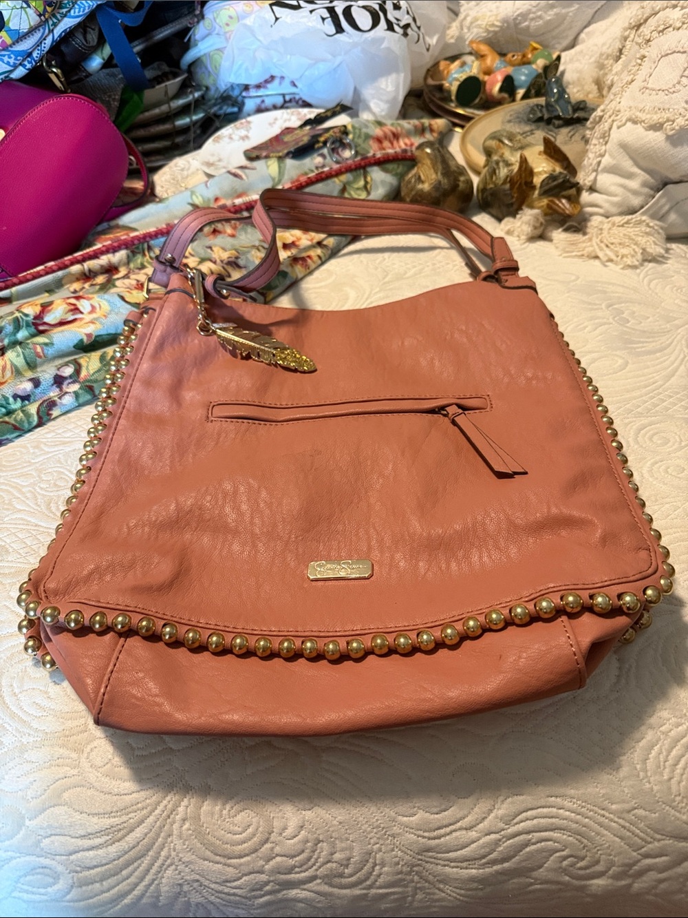 Jessica Simpson Coral Stud-Trim Shoulder Bag